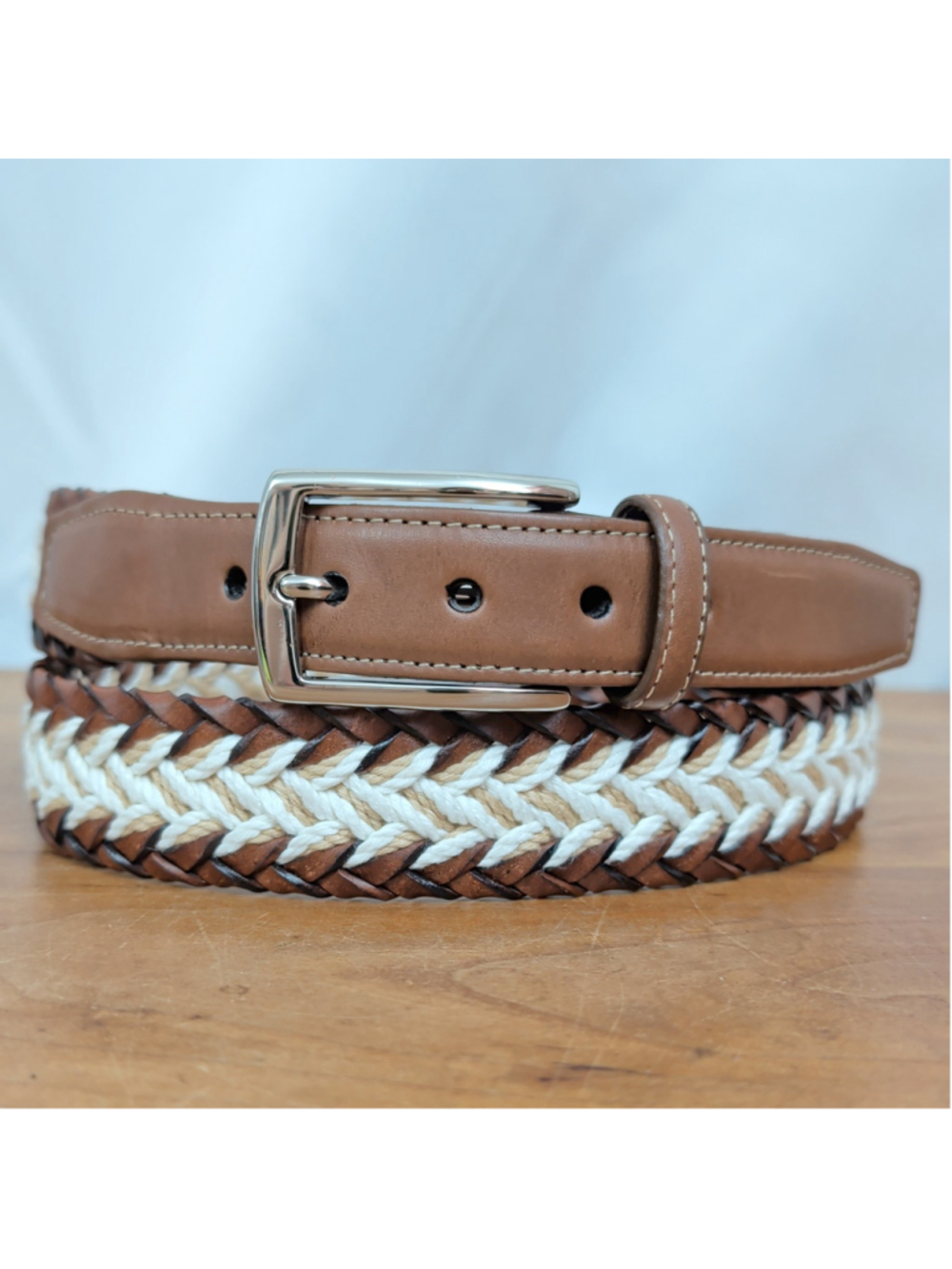 Torino USA Made Woven Rope and Leather USA Made Belt Size 40 EUC